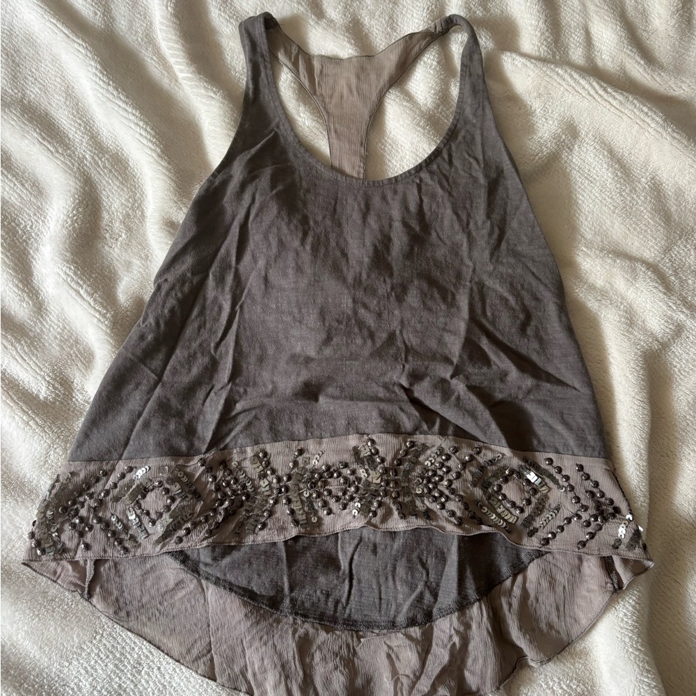 Ecote Gray Sequin Tank Top